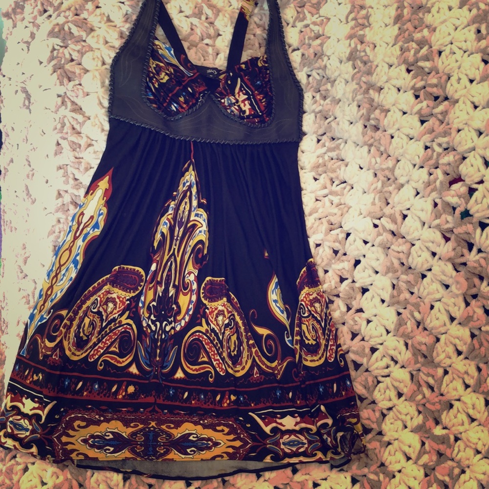 Sky dress/tunic black multicolor black leather